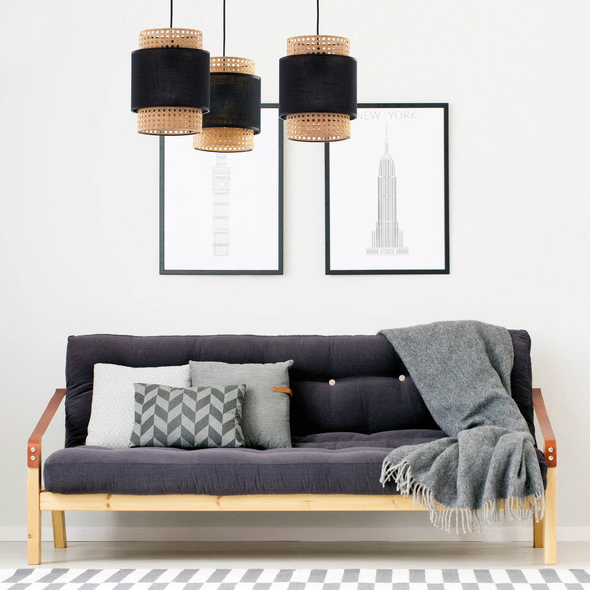 Lustră TK Lighting Boho 3, negru, 3 x E27, 6549