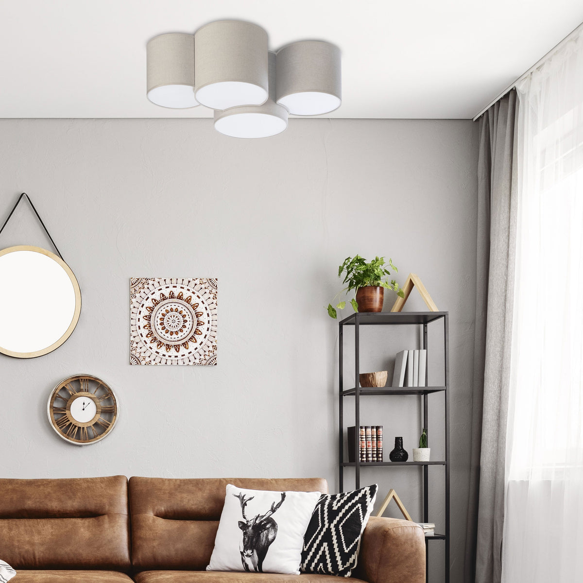 Plafonieră TK Lighting Mona 4, natur, 4 x E27, 6592