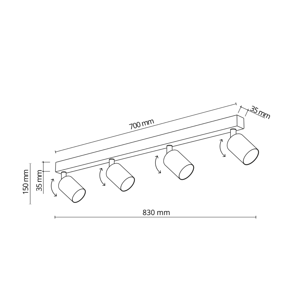 Șină TK Lighting Top 4, alb, 6874