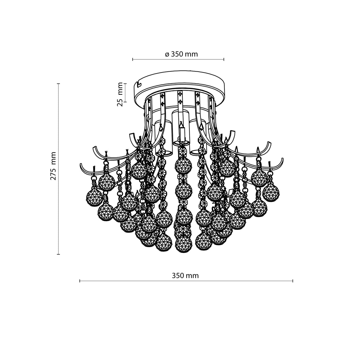 Plafonieră TK Lighting Diogo, crom, 6995