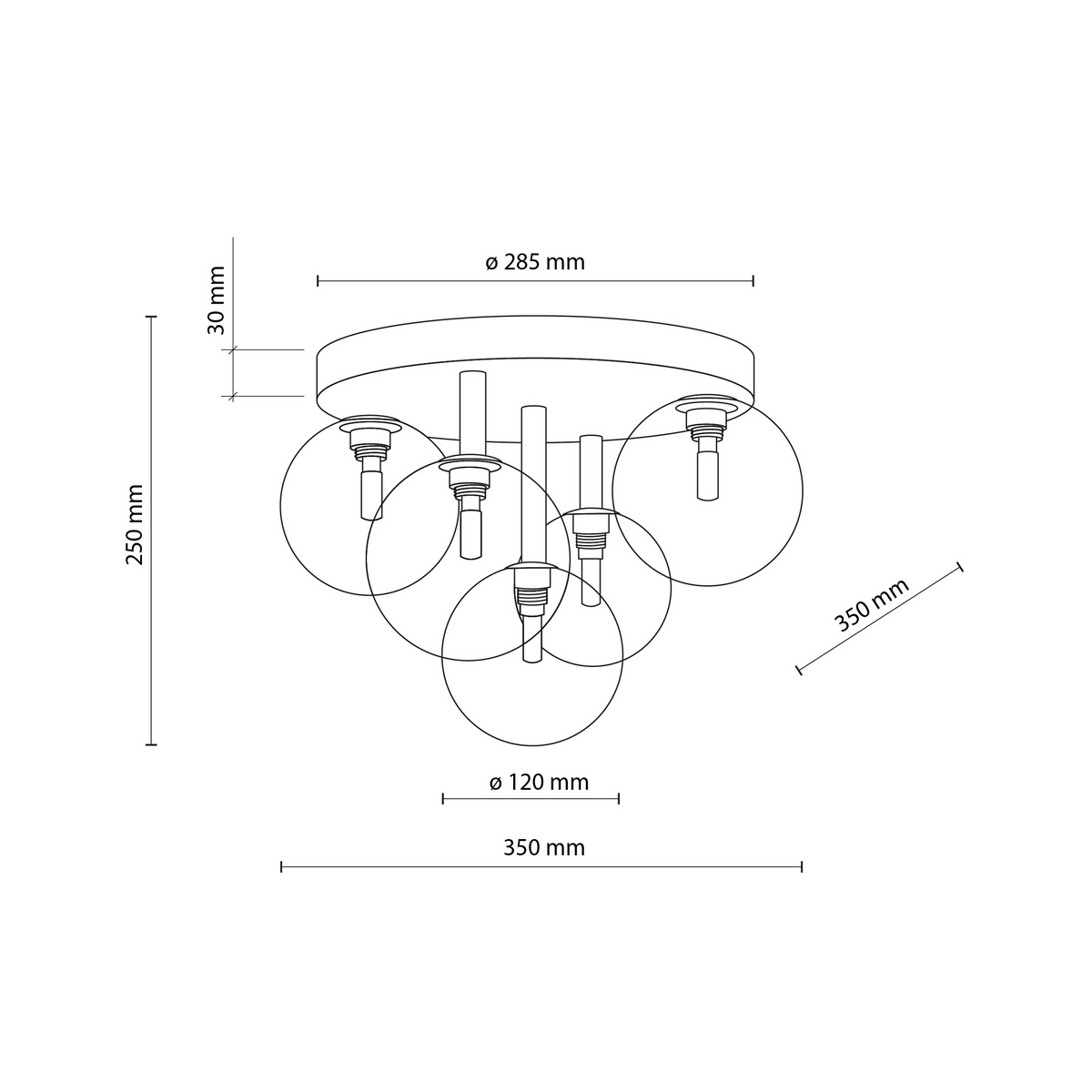 Plafonieră TK Lighting Nilos, negru/auriu, 758