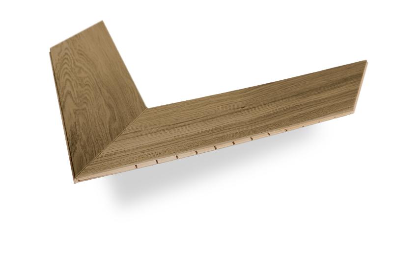 Parchet în spic francez Dabex Chevron, stejar, 15×150×500 mm, strat de uzură 6 mm – Castle Brown