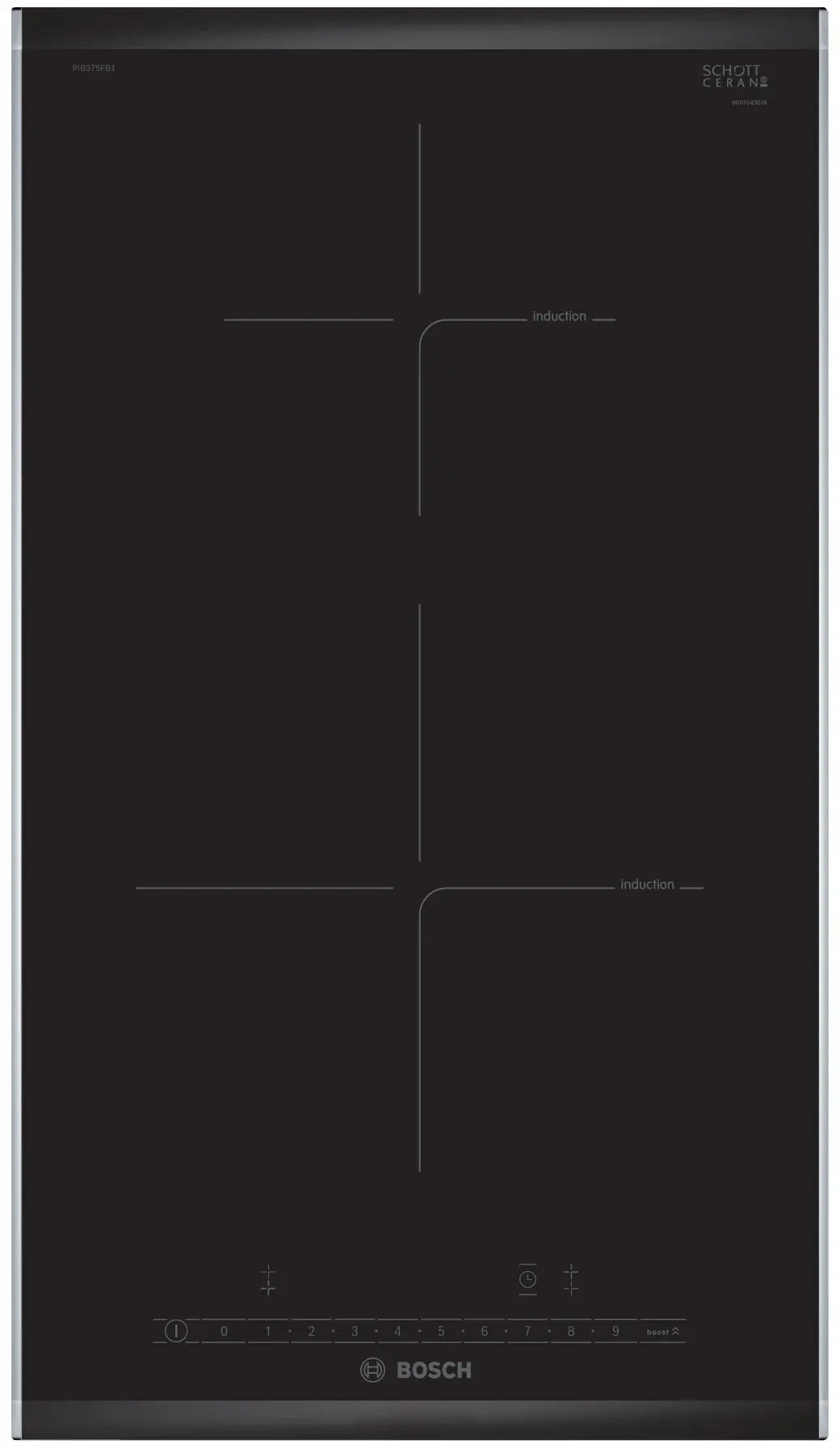 Plită cu inducție Bosch PIB375FB1E, Seria 6, 30 cm, neagră