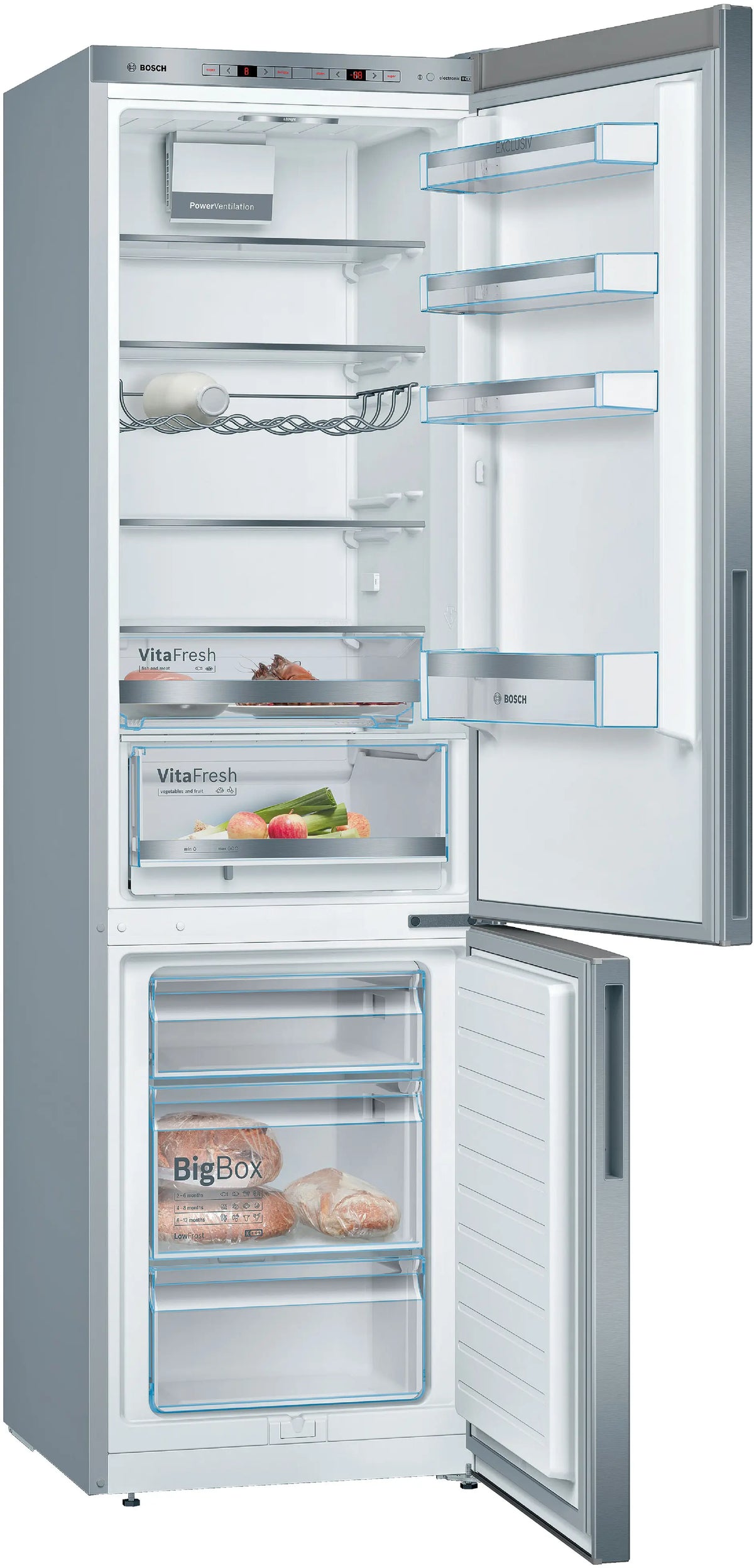 Combină frigorifică Bosch KGE39AICA, Seria 6, 343 l, inox