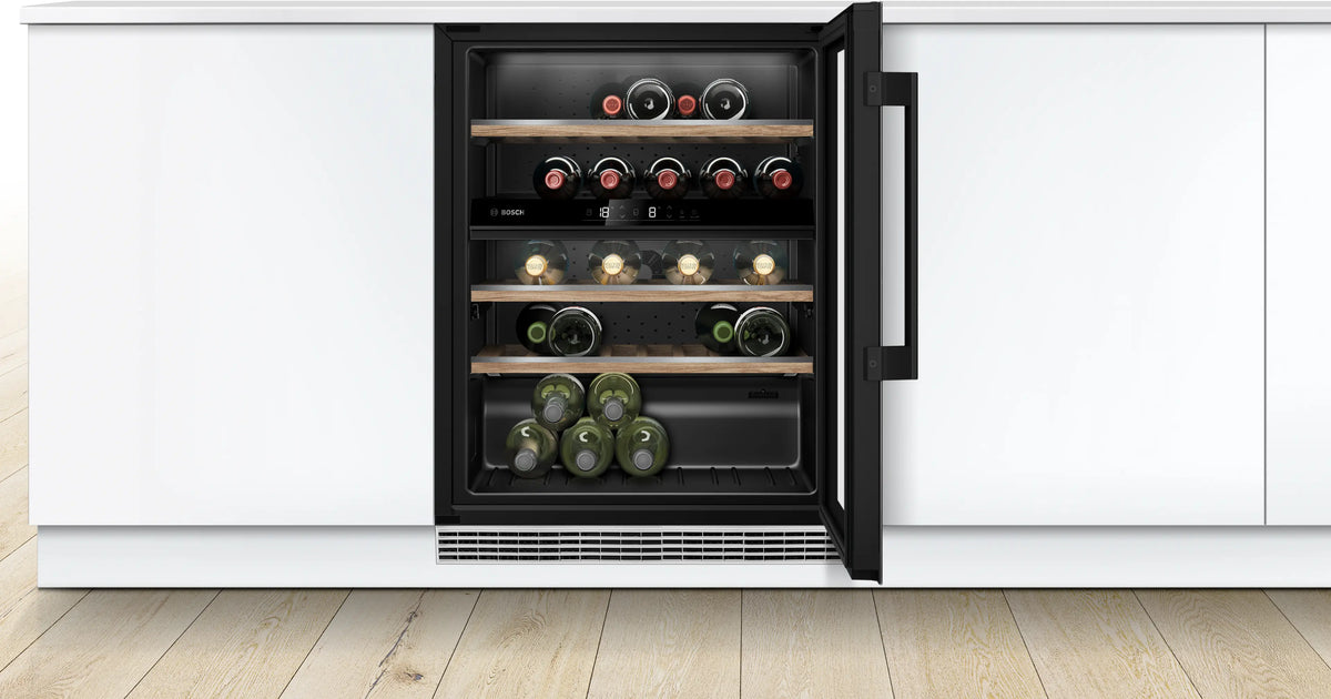 Răcitor de vin încorporabil Bosch KUW21AHG0, Seria 6, 44 sticle, negru