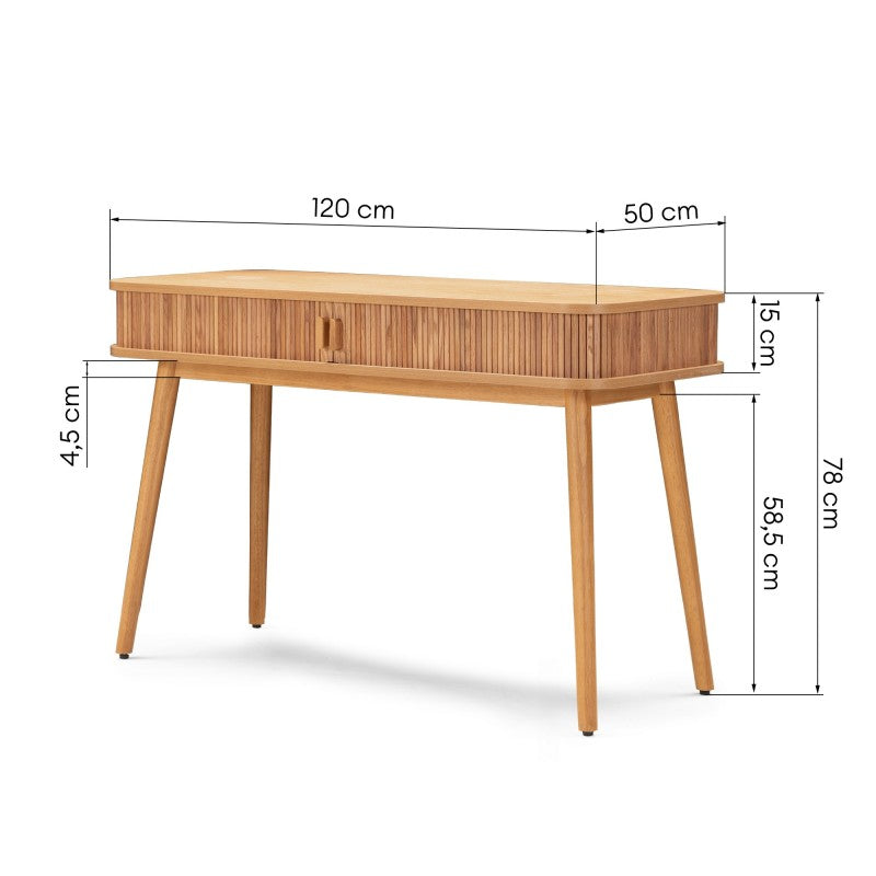 Birou Clemente, cu lamele, 120 cm, stejar natur