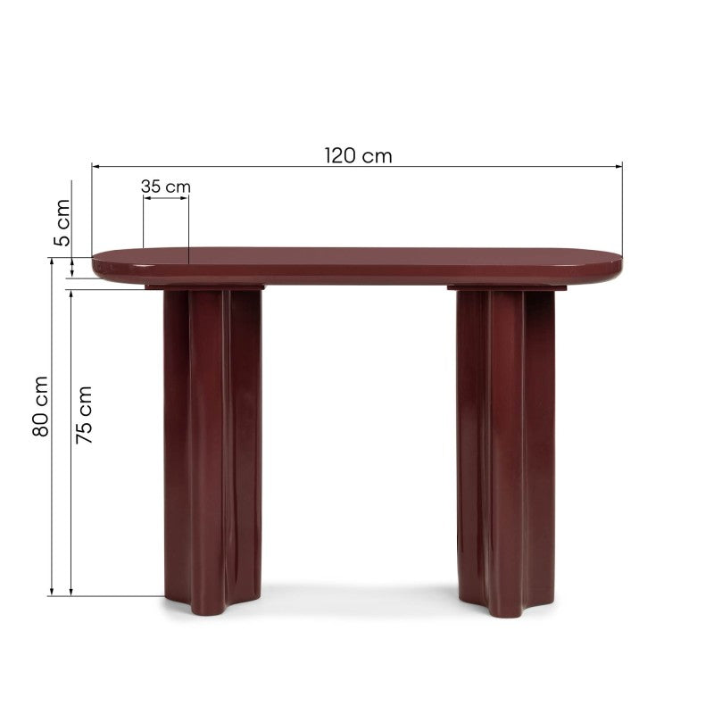 Birou/consolă Jalo, 120 cm, vișiniu/maro, lucios