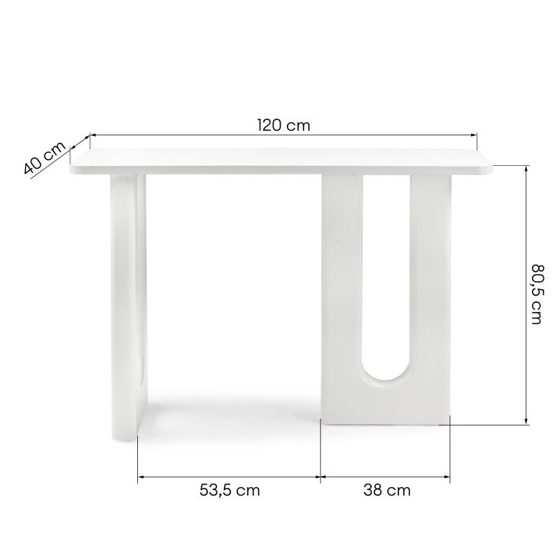 Birou/consolă Lichi, 120 cm, alb, cu arcade