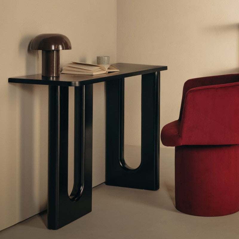 Birou/consolă Lichi, 120 cm, negru, cu arcade