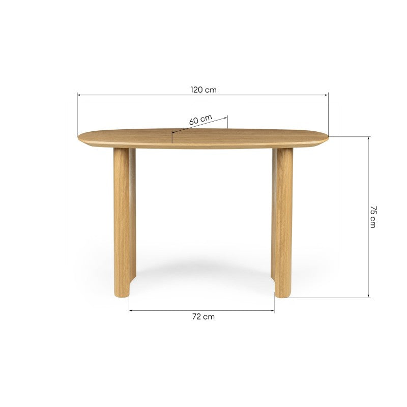Birou/consolă Oriento, 120 cm, furnir de stejar natur