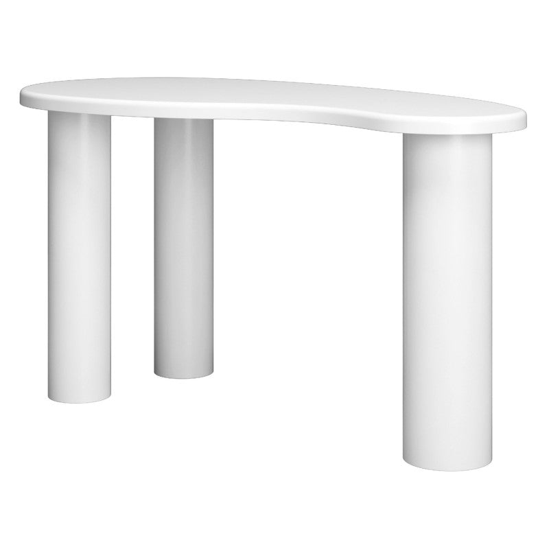 Birou/consolă Santana, 140 cm, alb, forme rotunjite