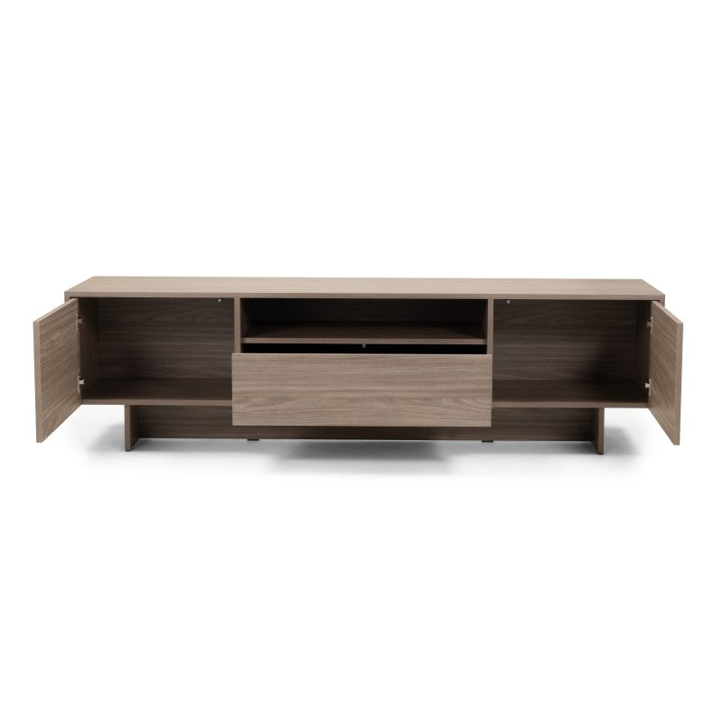 Comodă TV Kanso, cu două uși, cu sertar, 200 cm, stejar perlat