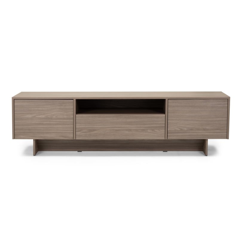 Comodă TV Kanso, cu două uși, cu sertar, 200 cm, stejar perlat