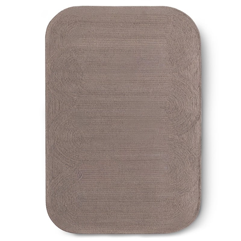 Covor Alva, dreptunghiular, 190x290 cm, tufting, lână, maro-gri, taupe, rotunjit