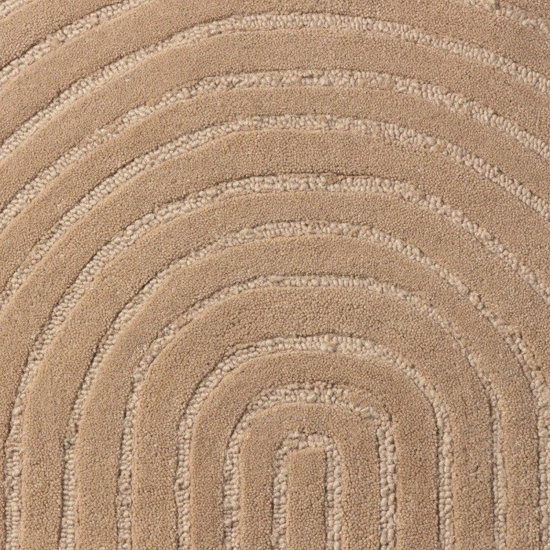 Covor Isla, dreptunghiular, 190x290 cm, model cu arcade, tufting, lână, bej închis