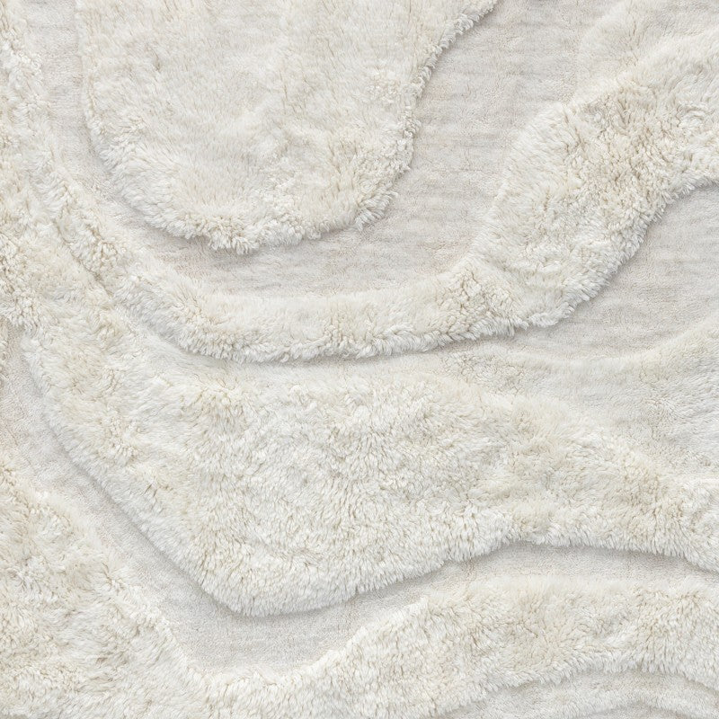 Covor Nokori, dreptunghiular, 120x180 cm, tufting, lână, crem, model cu valuri