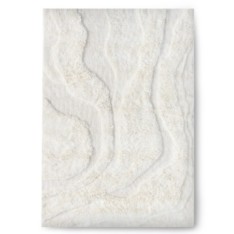 Covor Nokori, dreptunghiular, 160x230 cm, tufting, lână, crem, model cu valuri