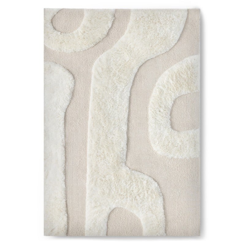 Covor Rei, dreptunghiular, 190x290 cm, lână, tufting, crem