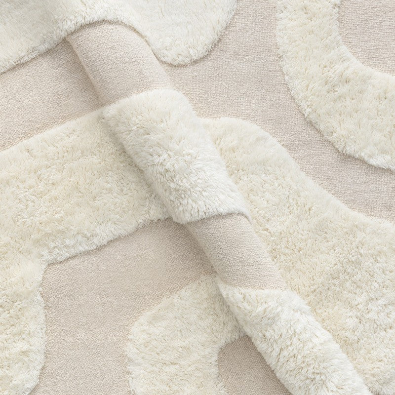 Covor Rei, dreptunghiular, 190x290 cm, lână, tufting, crem