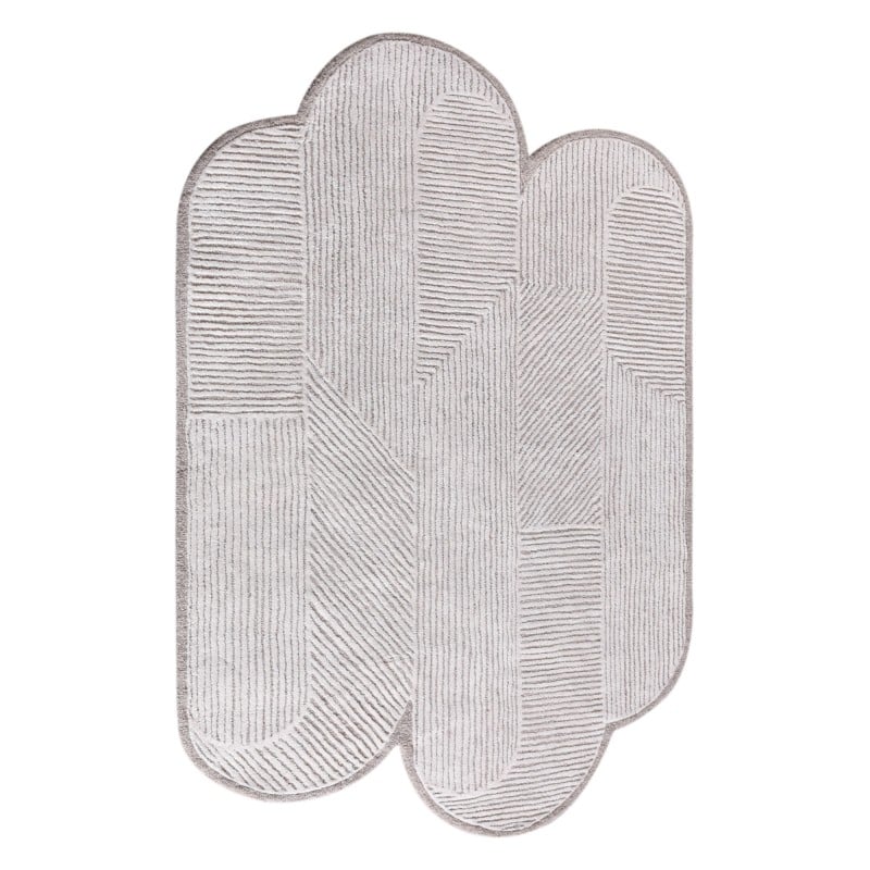Covor Muri, lână, 120x180 cm, tufting, crem/bej, formă neregulată