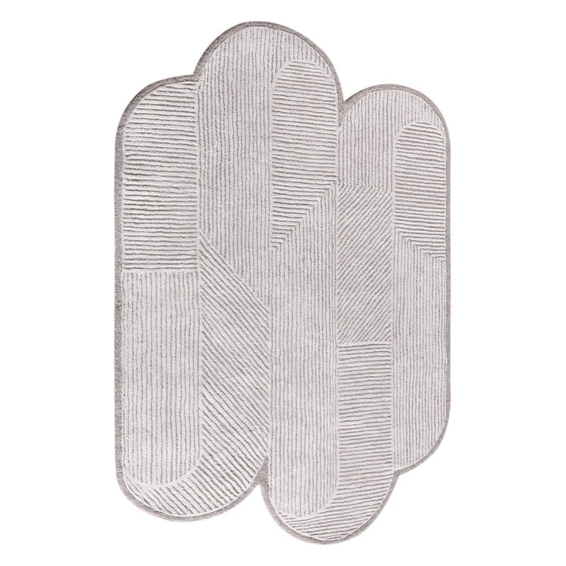 Covor Muri, lână, 190x290 cm, tufting, crem/bej, formă neregulată