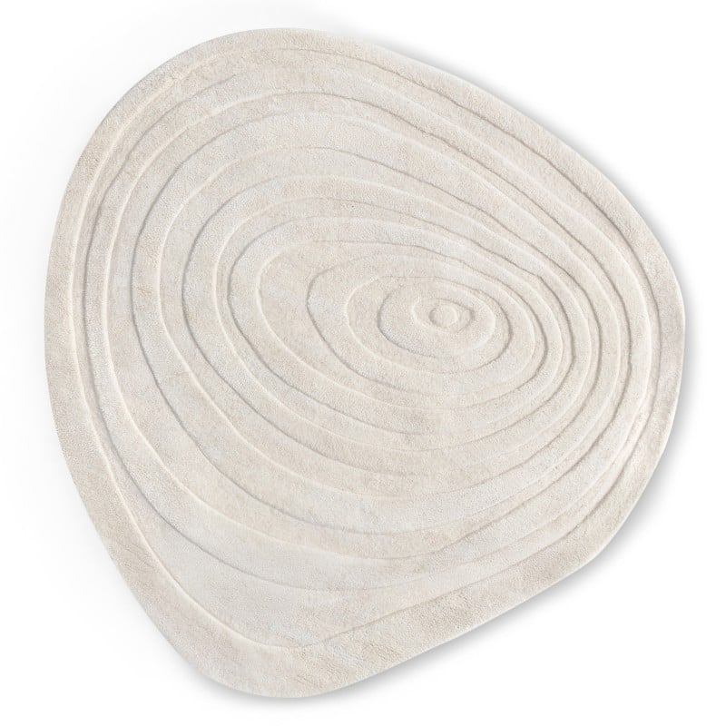 Covor Sumire, lână, 190 cm, tufting, crem, formă neregulată
