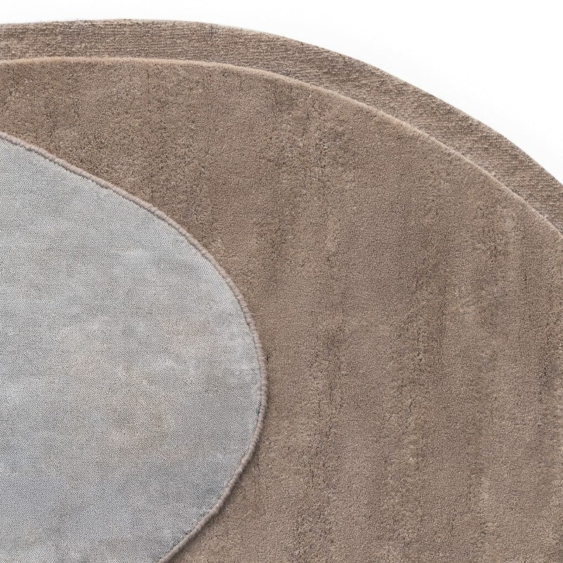 Covor Tsuki, lână, 165x330 cm, tufting, maro gri, taupe, formă organică