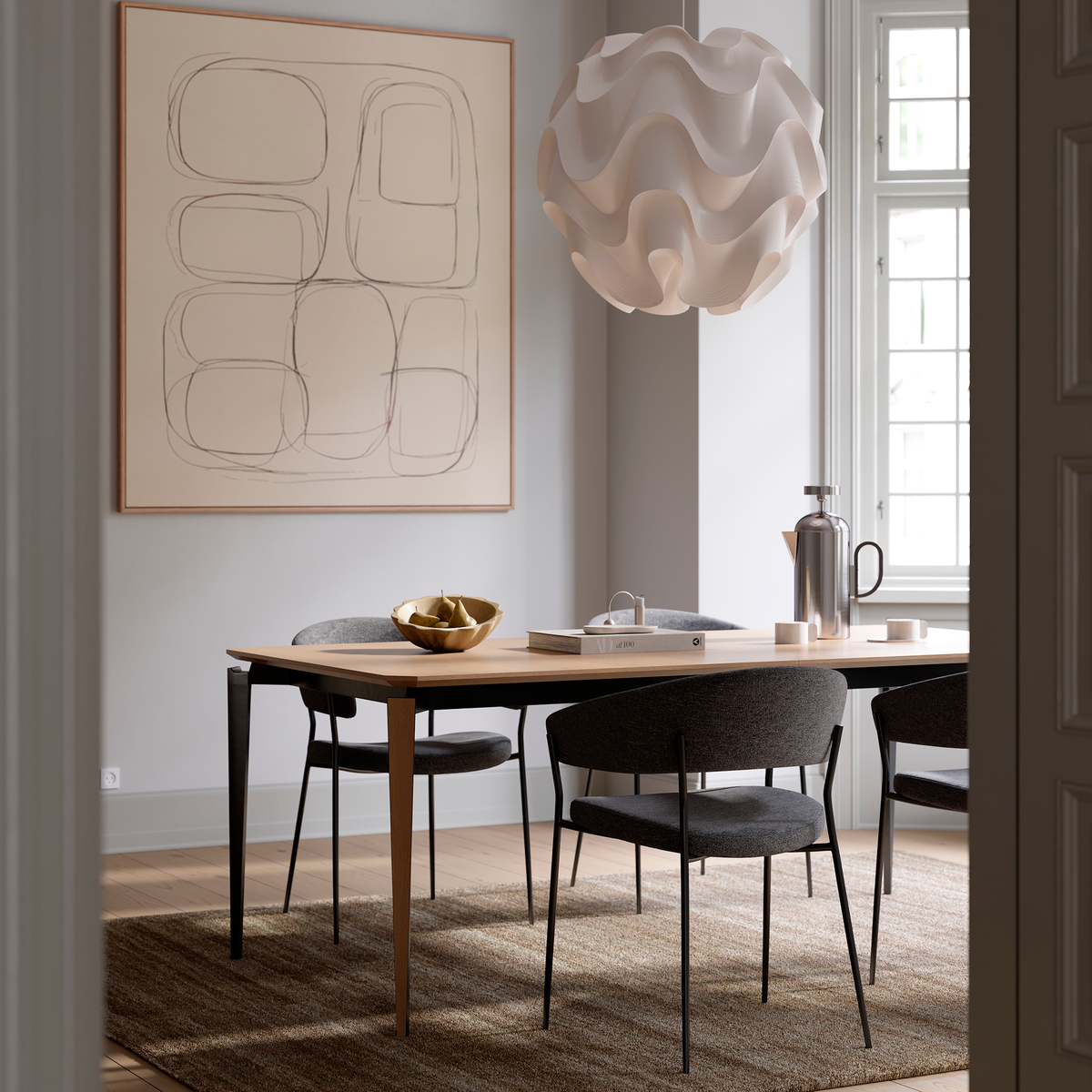 Masă de dining EDGE Stejar albit 400208318