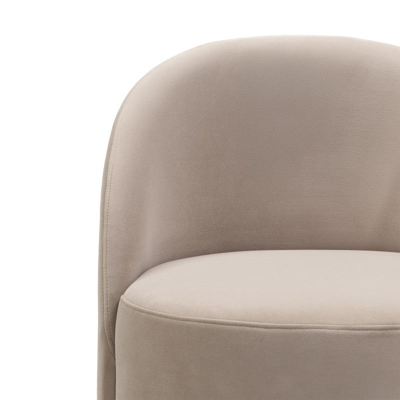 Scaun rotativ Enzo, forme rotunjite, crem, catifea