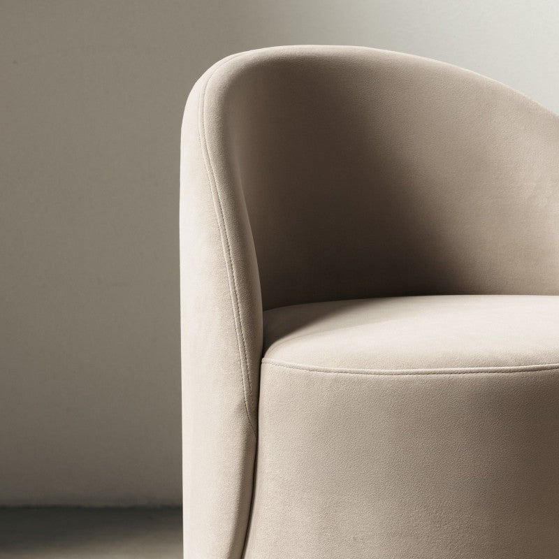 Scaun rotativ Enzo, forme rotunjite, crem, catifea
