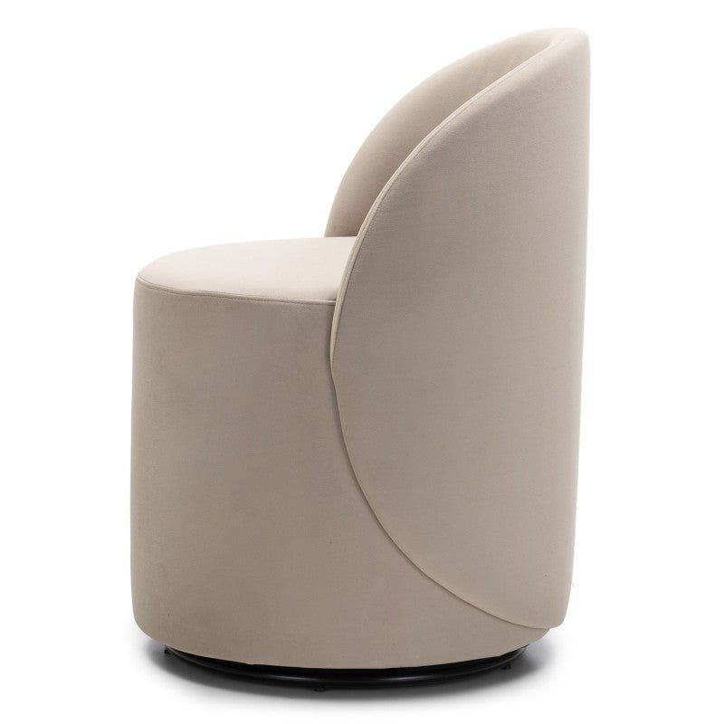 Scaun rotativ Enzo, forme rotunjite, crem, catifea