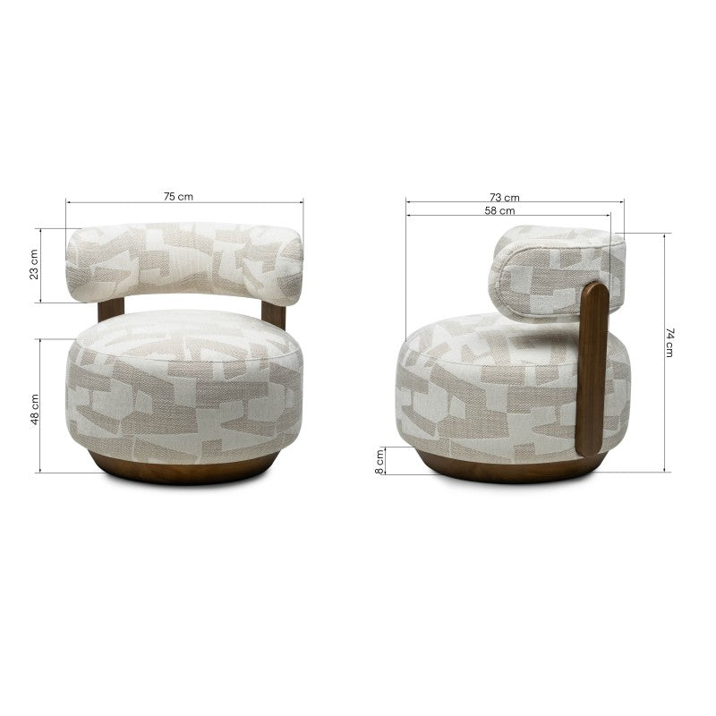 Fotoliu Dolce, forme rotunjite, bej/crem, nuc