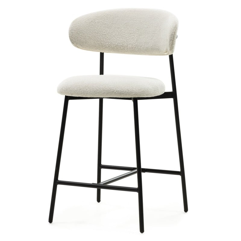 Scaun de dining Fresno, crem/picioare negre, bouclé