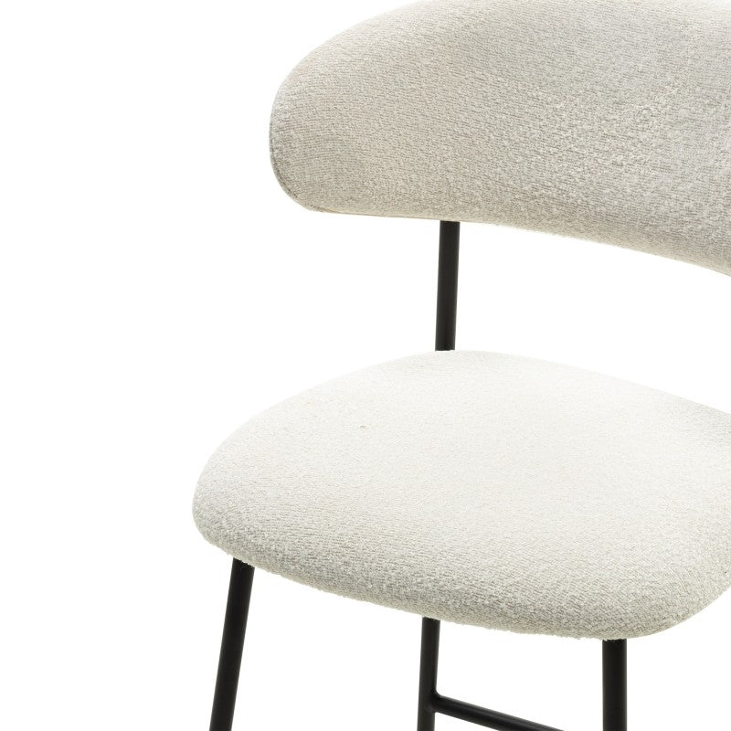 Scaun de bar Fresno, crem/picioare negre, bouclé