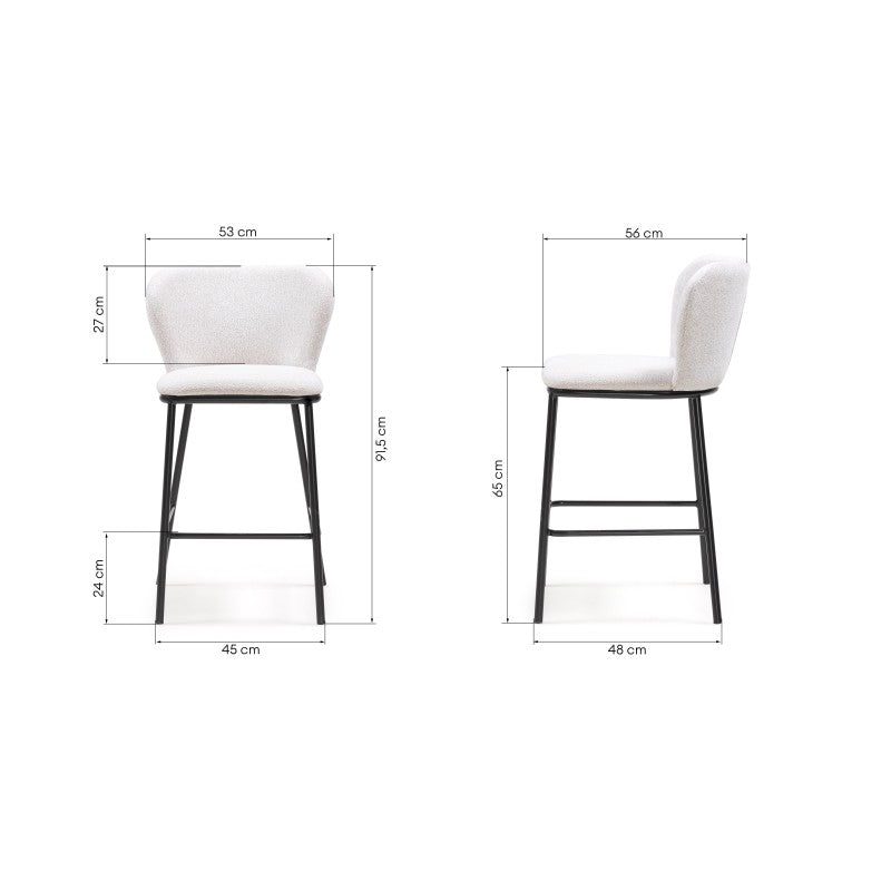 Scaun de bar Yasmin II, ecru/picioare negre