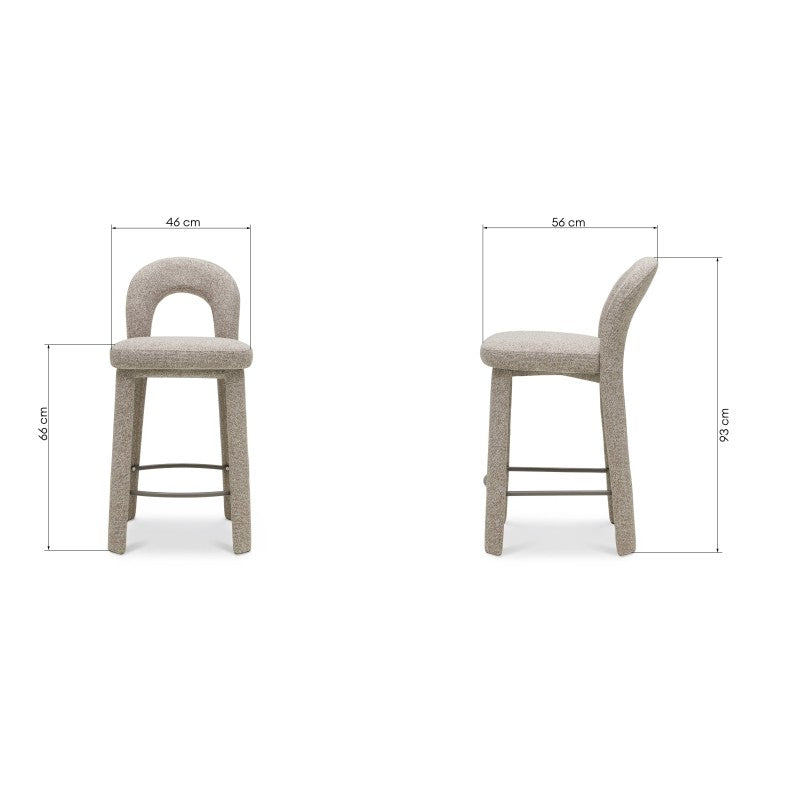 Scaun de bar tapițat Sari, maro și crem