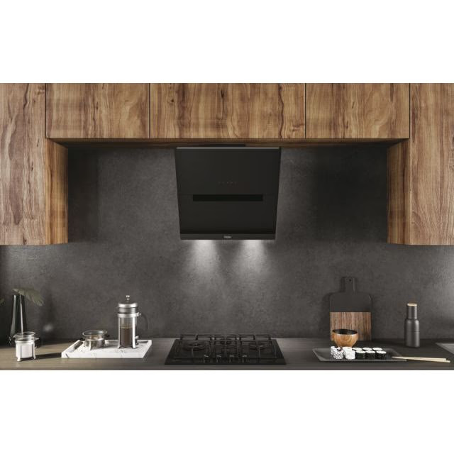 Hotă decorativă Haier HADG6DCS56B, 60 cm, 789 m³/h, sticlă neagră