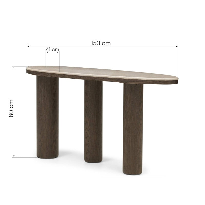 Consolă/birou Essence, 150 cm, marmură, nuc închis