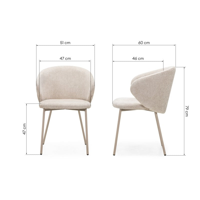 Scaun de dining Adrano, bej deschis/picioare bej