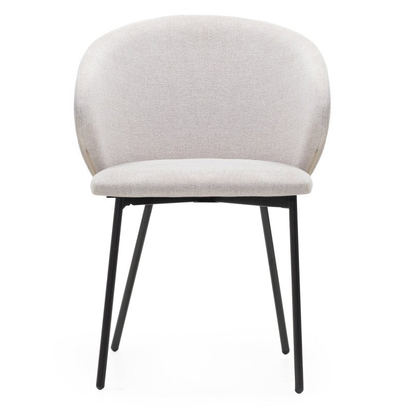 Scaun de dining Adrano, bej deschis/picioare negre