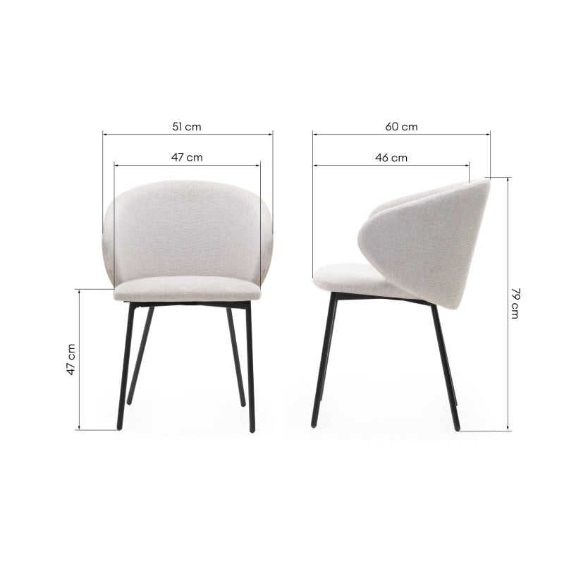 Scaun de dining Adrano, bej deschis/picioare negre