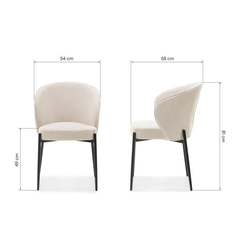 Scaun de dining Avery, bej deschis, picioare negre