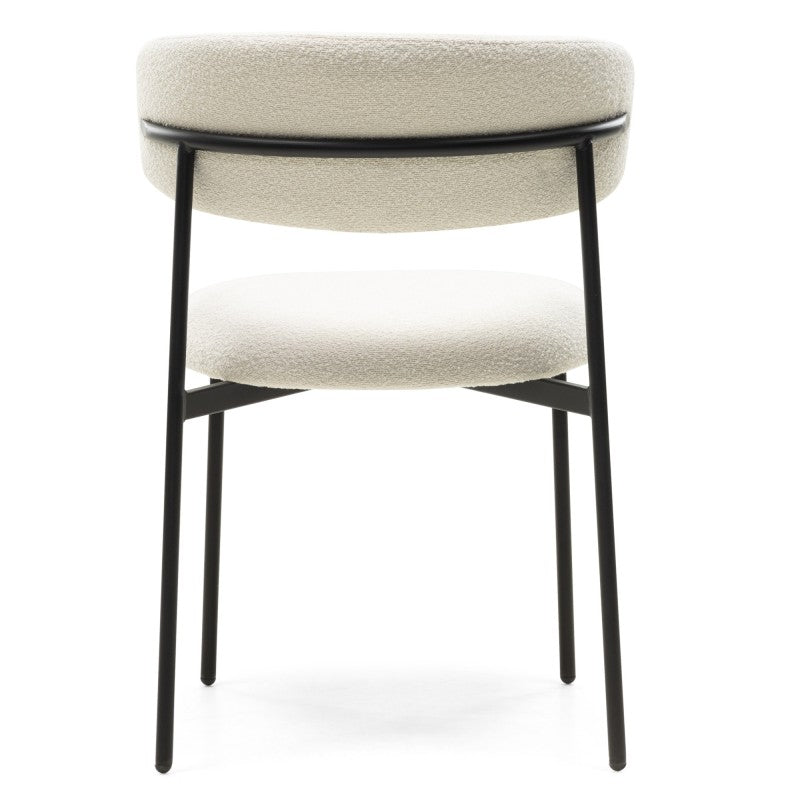 Scaun de dining Fresno, crem/picioare negre, bouclé
