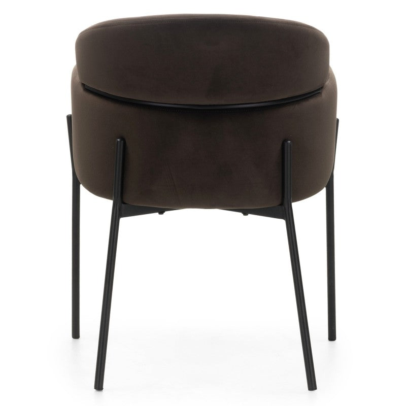Scaun de dining Granda, ciocolatiu/espresso, catifea, picioare negre