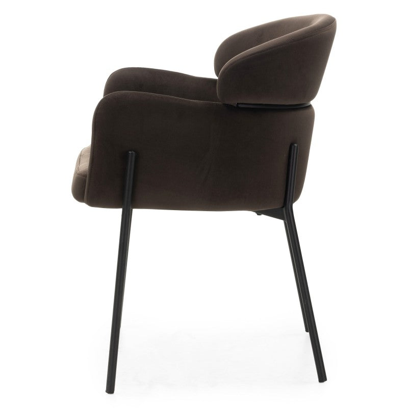 Scaun de dining Granda, ciocolatiu/espresso, catifea, picioare negre