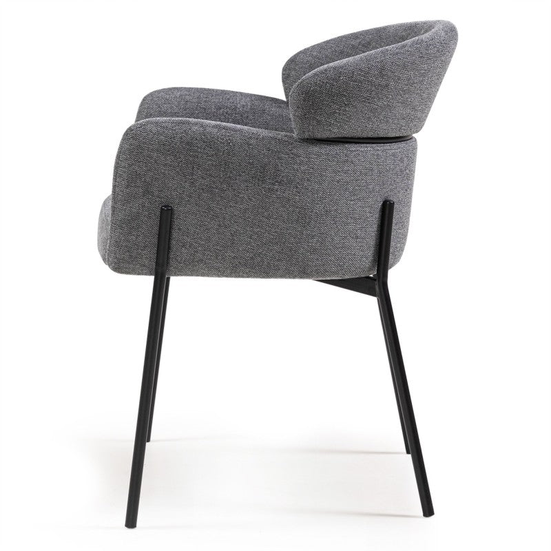 Scaun de dining Granda, gri, picioare negre