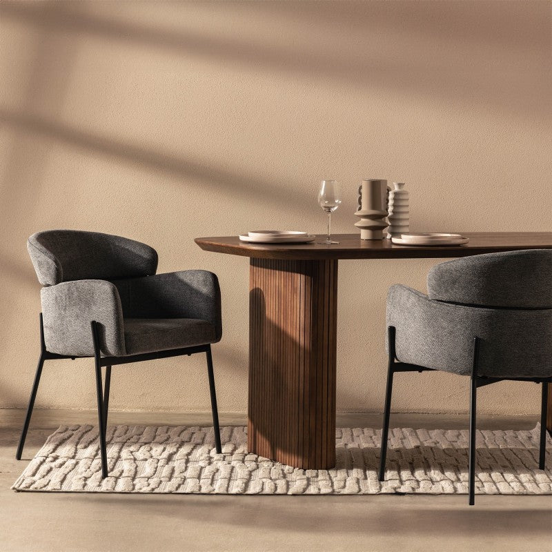 Scaun de dining Granda, gri, picioare negre
