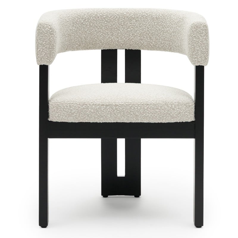 Scaun de dining Hailey, crem/negru, bouclé