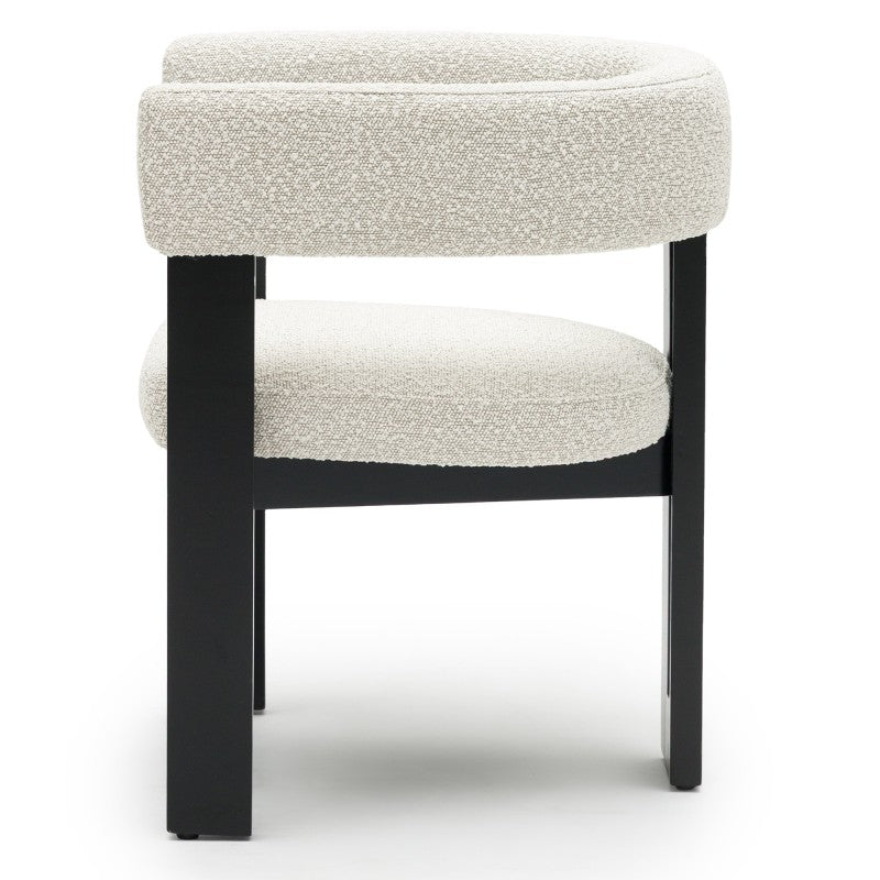 Scaun de dining Hailey, crem/negru, bouclé