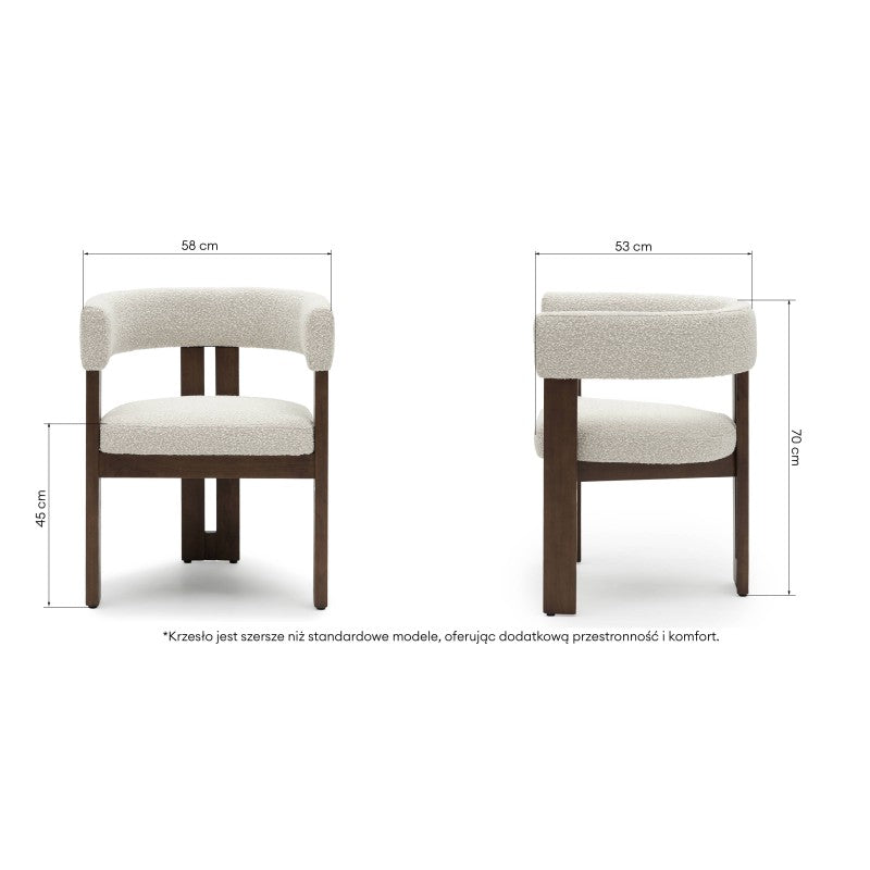 Scaun de dining Hailey, crem/nuc, bouclé